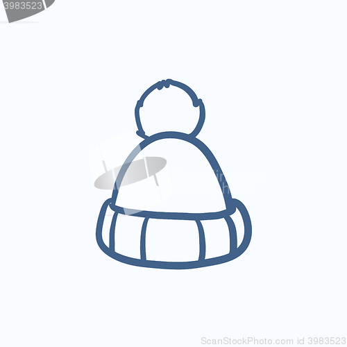 Image of Knitted hat sketch icon.