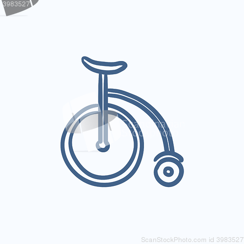 Image of Circus old bicycle sketch icon.