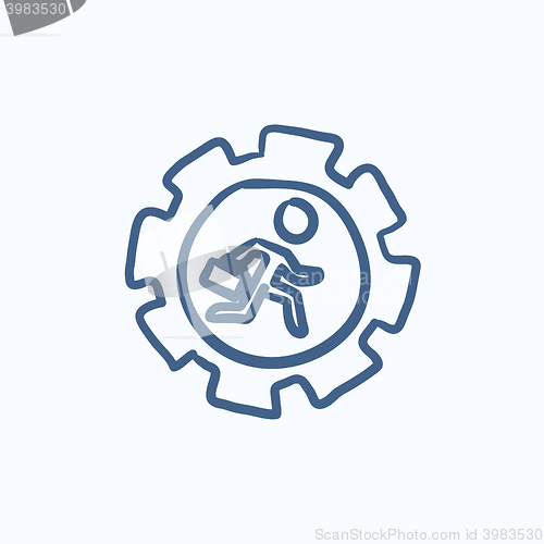 Image of Man running inside the gear sketch icon.