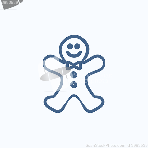 Image of Gingerbread man sketch icon.