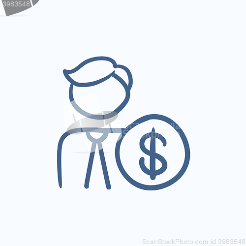 Image of Man with dollar sign sketch icon.