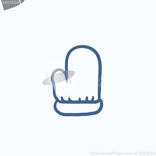 Image of Santa mitten sketch icon.