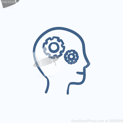 Image of Human head with gear sketch icon.