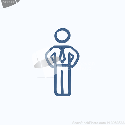 Image of Businessman standing sketch icon.