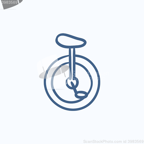 Image of One wheel bicycle sketch icon.