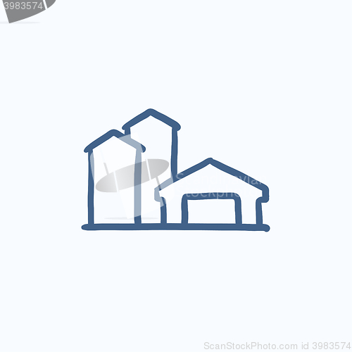 Image of Farm buildings sketch icon.