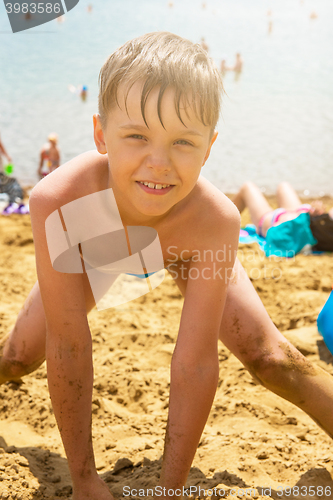 Image of Baby boy at beach