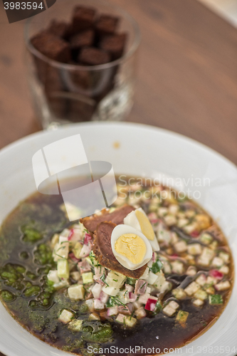 Image of Traditional Russian kvass soup okroshka