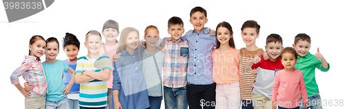 Image of group of happy smiling children hugging