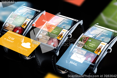 Image of close up of smart watches with news application