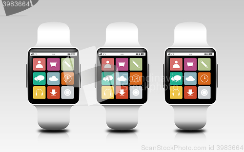 Image of smart watches with menu icons on screen