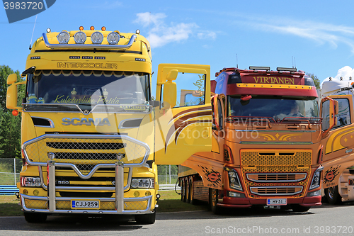 Image of Colorful New Scania and Volvo Show Trucks