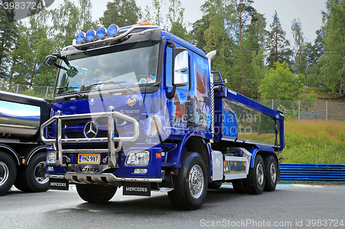 Image of Blue Mercedes-Benz Actros Tipper Truck Flash Horse