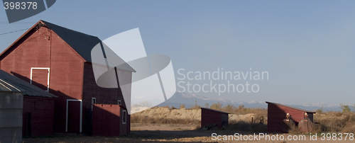 Image of Barn with Distant Mountain