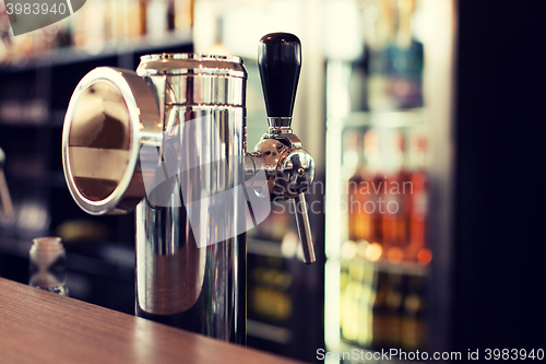 Image of close up of single tap chrome draft beer tower