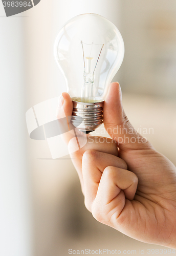 Image of close up of hand holding edison lamp or lightbulb