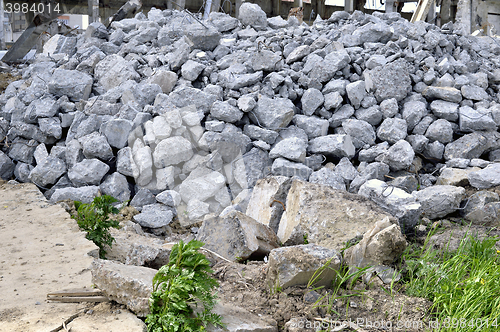 Image of Building debris - the broken stones of the destroyed building