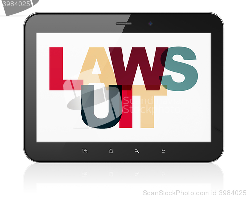 Image of Law concept: Tablet Computer with Lawsuit on  display