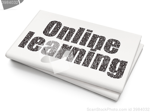 Image of Studying concept: Online Learning on Blank Newspaper background