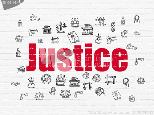 Image of Law concept: Justice on wall background