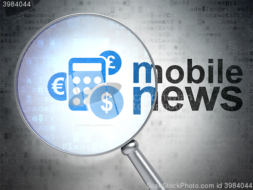 Image of News concept: Calculator and Mobile News with optical glass