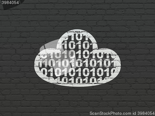 Image of Cloud computing concept: Cloud With Code on wall background