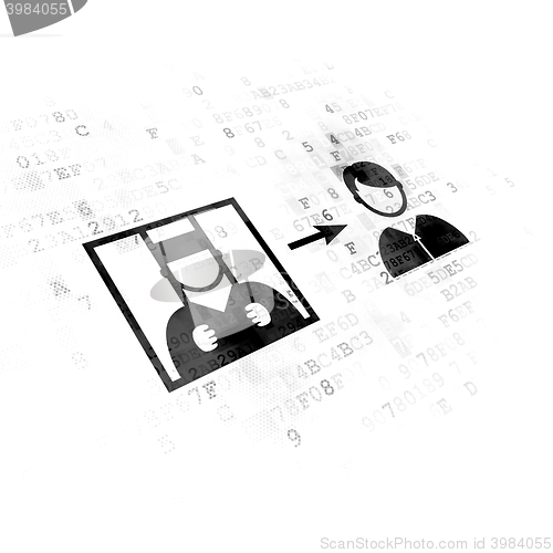 Image of Law concept: Criminal Freed on Digital background