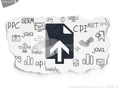 Image of Web development concept: Upload on Torn Paper background