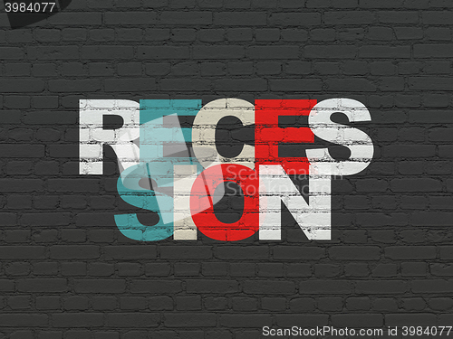 Image of Finance concept: Recession on wall background