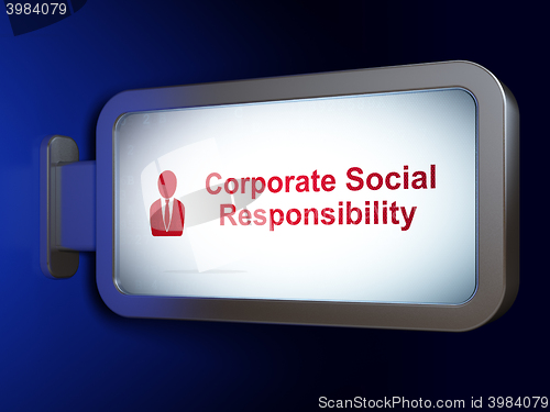 Image of Business concept: Corporate Social Responsibility and Business Man on billboard background