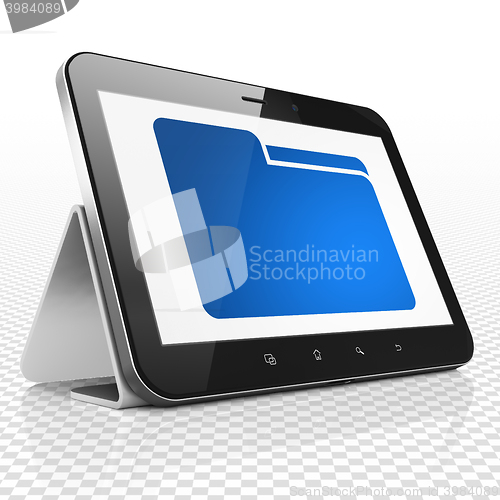 Image of Business concept: Tablet Computer with Folder on display