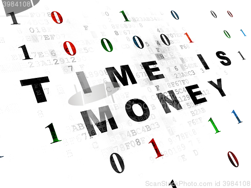 Image of Finance concept: Time is Money on Digital background