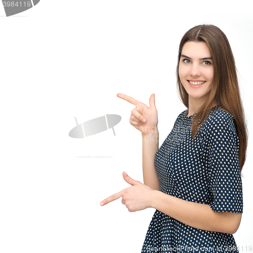 Image of Portrait of young smiling woman
