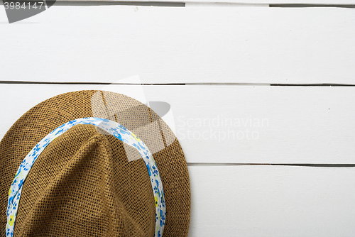 Image of beach accessories on wooden board