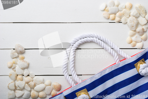 Image of beach accessories on wooden board