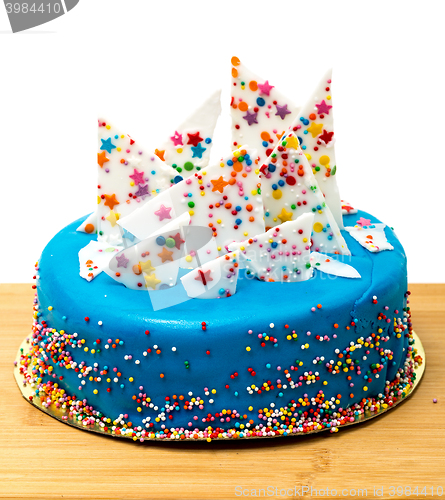 Image of Birthday Blue Cake with Colorful Sprinkles