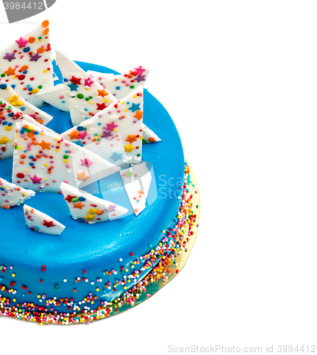 Image of Birthday Blue Cake with Colorful Sprinkles