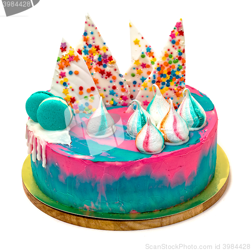 Image of Birthday Vibrant Cake with Colorful Sprinkles