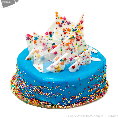 Image of Birthday Blue Cake with Colorful Sprinkles