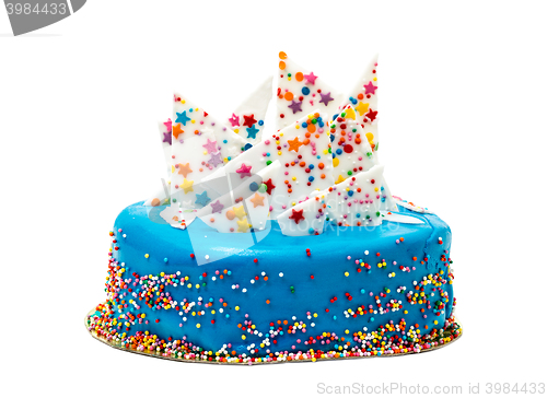 Image of Birthday Blue Cake with Colorful Sprinkles