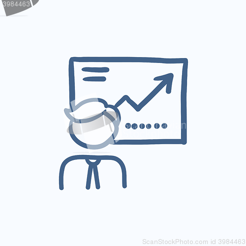 Image of Businessman with infographic sketch icon.