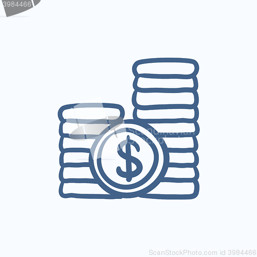 Image of Dollar coins sketch icon.