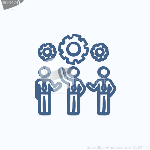 Image of Businessmen under the gears  sketch icon.