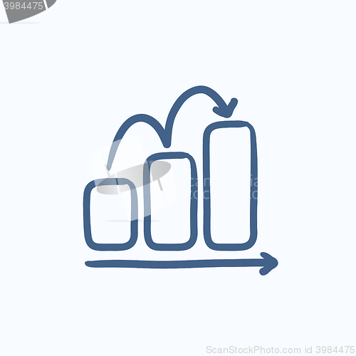 Image of Bar chart upward sketch icon.