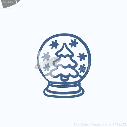 Image of Snow globe with christmas tree sketch icon.