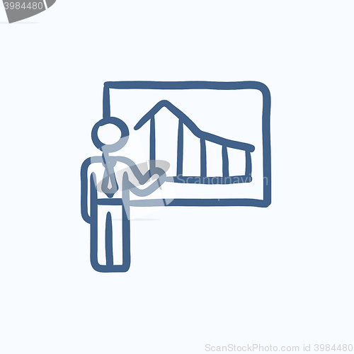 Image of Businessman with infographic sketch icon.