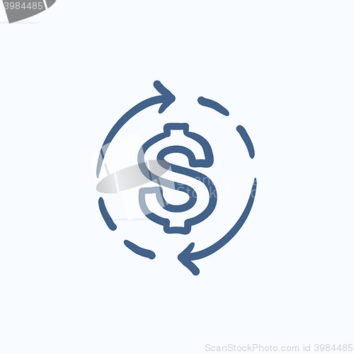 Image of Dollar symbol with arrows sketch icon.