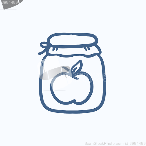 Image of Apple jam jar sketch icon.