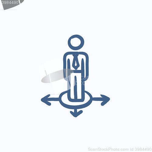 Image of Businessman in three ways sketch icon.