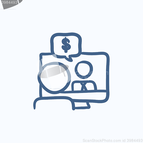 Image of Business video negotiations sketch icon.